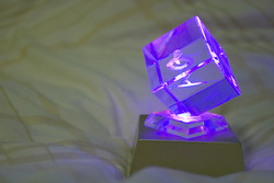 Cobra crystal cube on LED pedestal